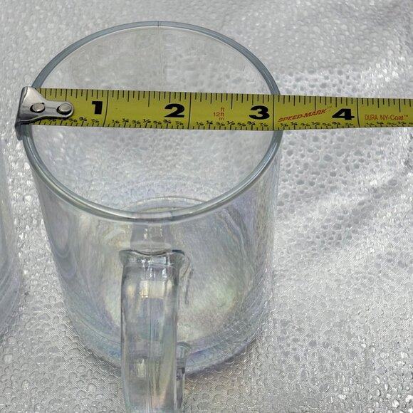 Clear iridescent Glass Coffee Mug Set of 2 Handle Tea Modern Classic Minimalist - Picture 4 of 10